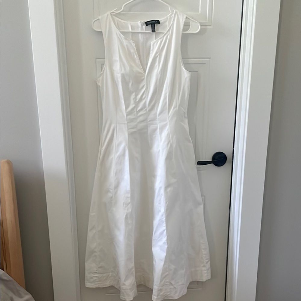 Ellen Tracy White Sleeveless Paneled Midi Dress